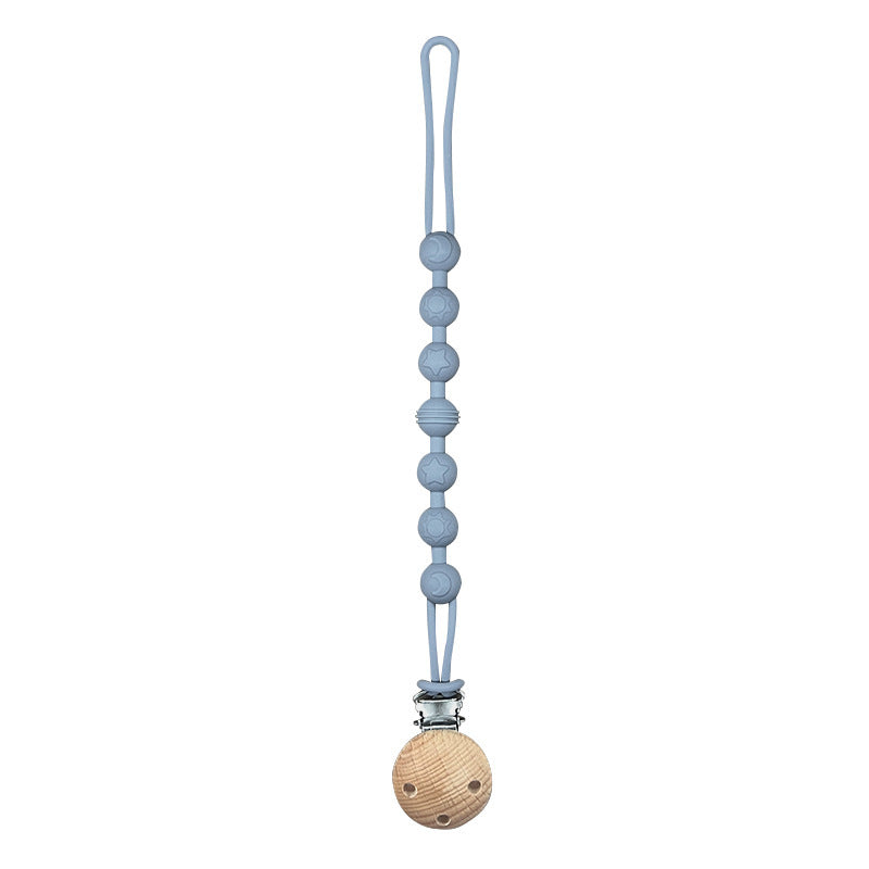 Catenina in Silicone con clip in Legno Naturale