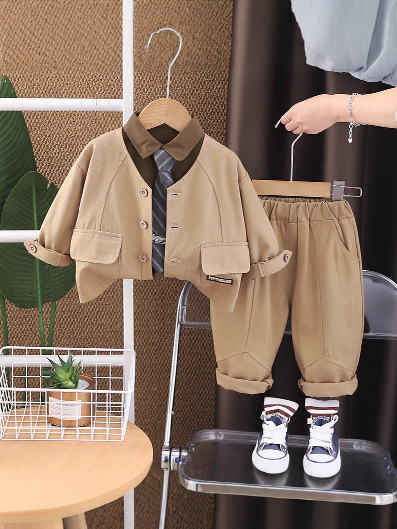 Completo Elegante Bambino Camicia con Cravatta e Giacca Casual