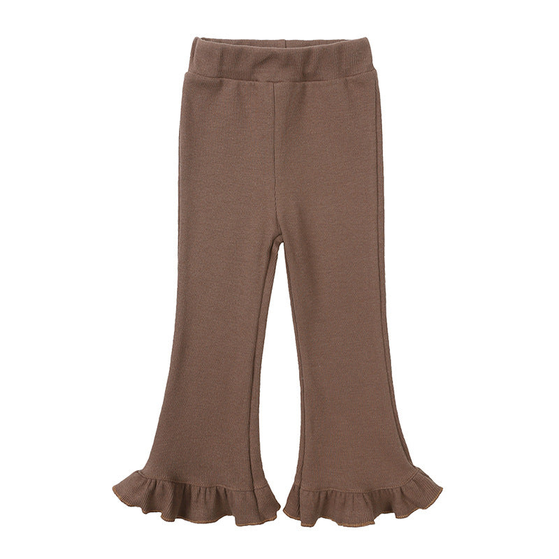 Leggings Bambina con Volant al Fondo Modello Svasato Vari Colori
