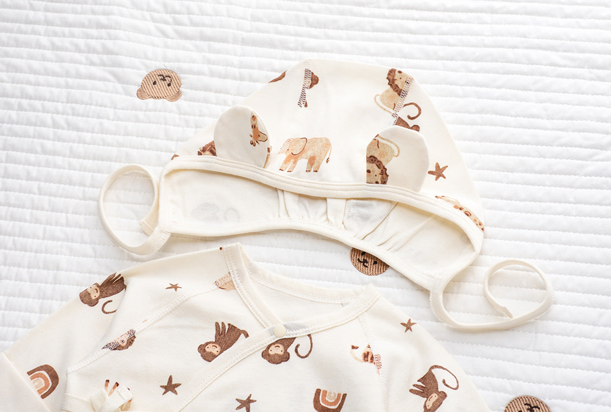 Cappellino Estivo Neutro Neonato/ a con laccetti – Safari