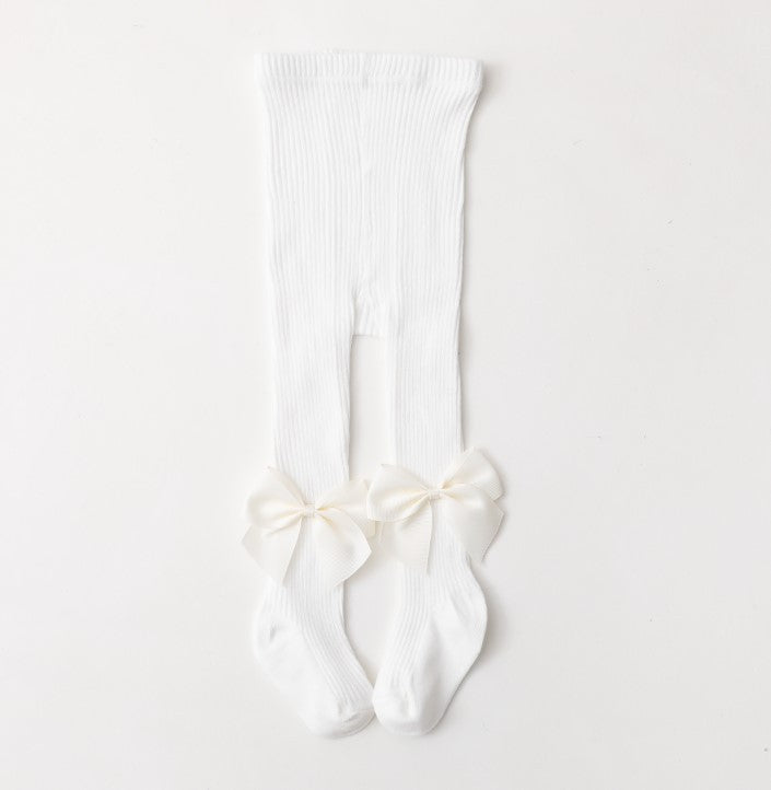 Collant Eleganti per Bambina con Fiocco in Raso vari colori caldo cotone