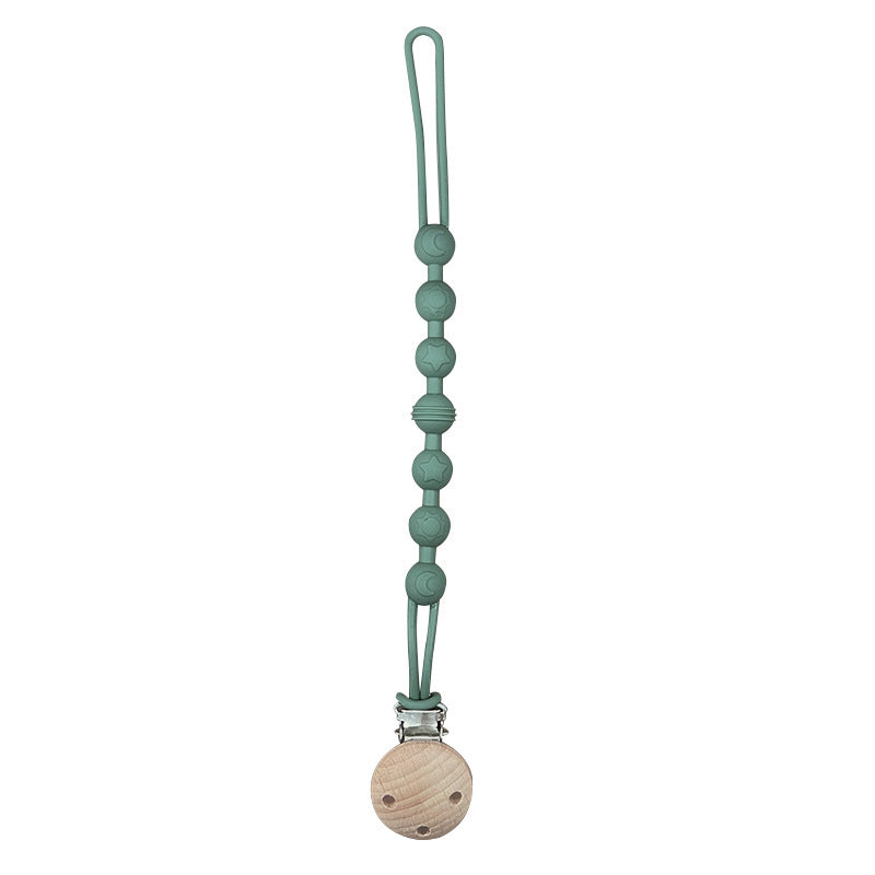 Catenina in Silicone con clip in Legno Naturale