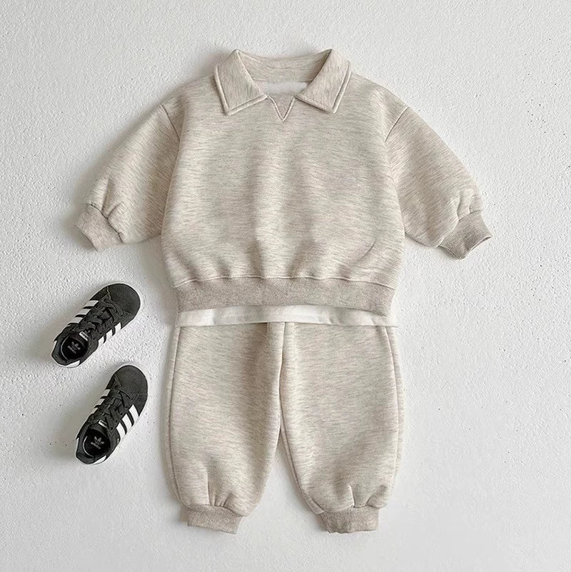 Tuta unisex in Cotone Rosa 2 Pezzi con Colletto a Punta