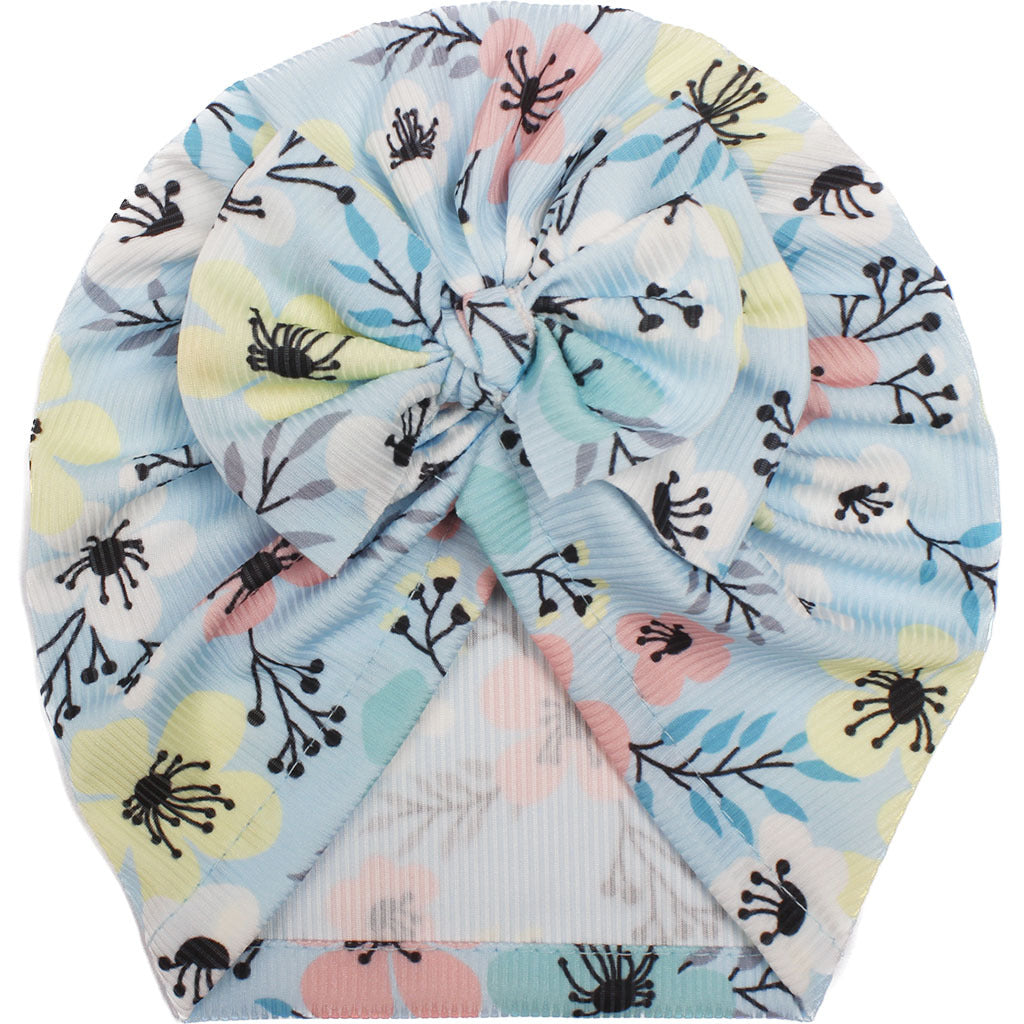 Turbante Neonata con Maxi Fiocco e Stampa Floreale