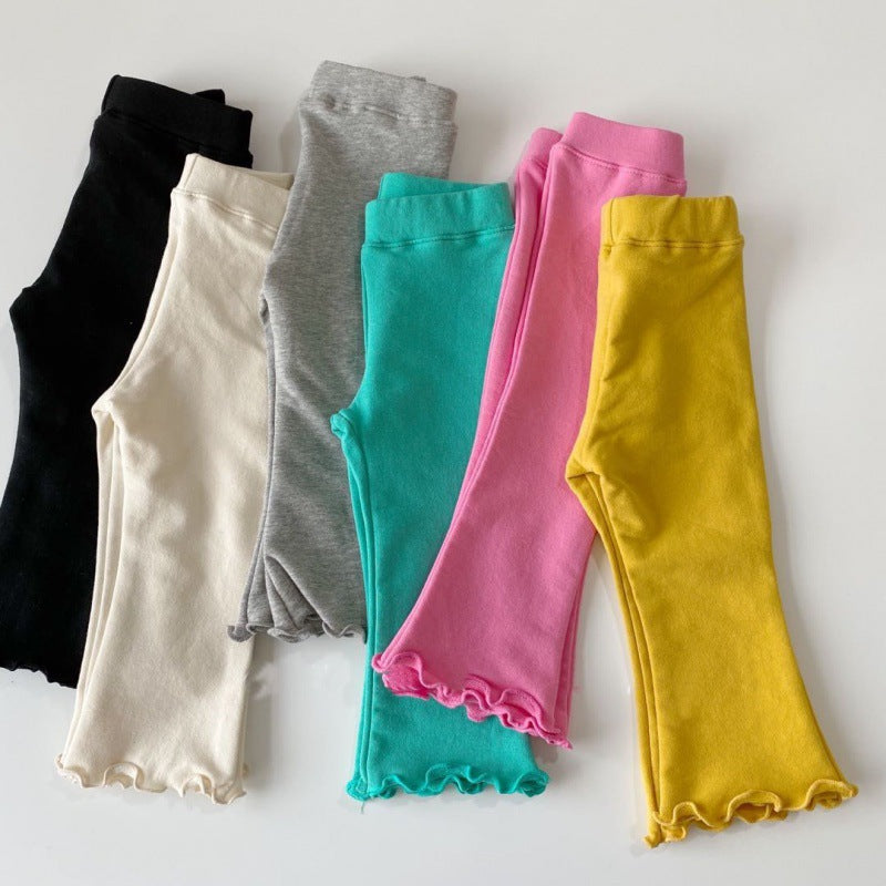 Leggings Bambina in Cotone con Bordo Arricciato Multicolore