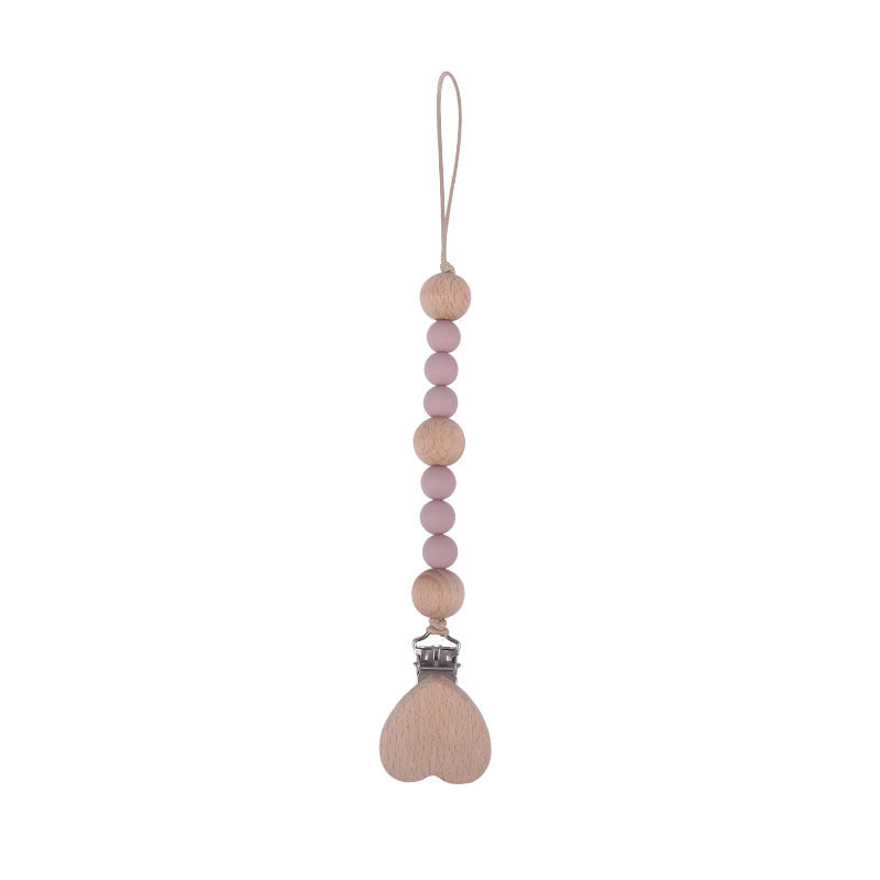 Portaciuccio in Legno e Silicone Cuore– Design Naturale con Perline