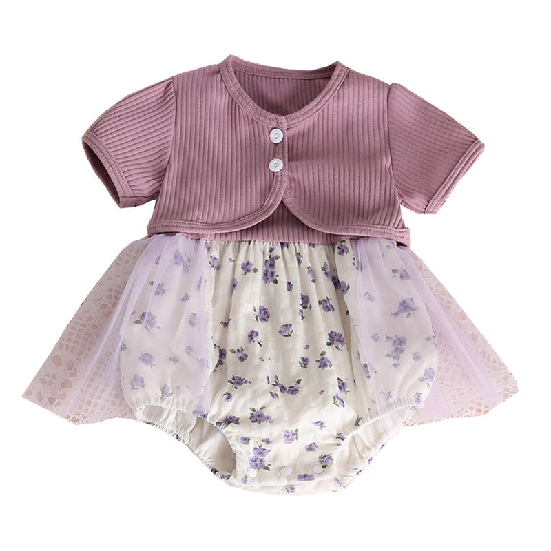Pagliaccetto con Gonna Tulle per Neonata - Stile Romantico