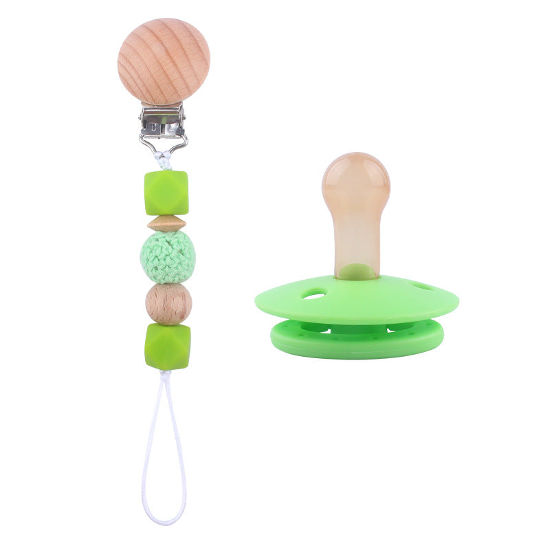Set Ciuccio e catenina in Legno e Silicone