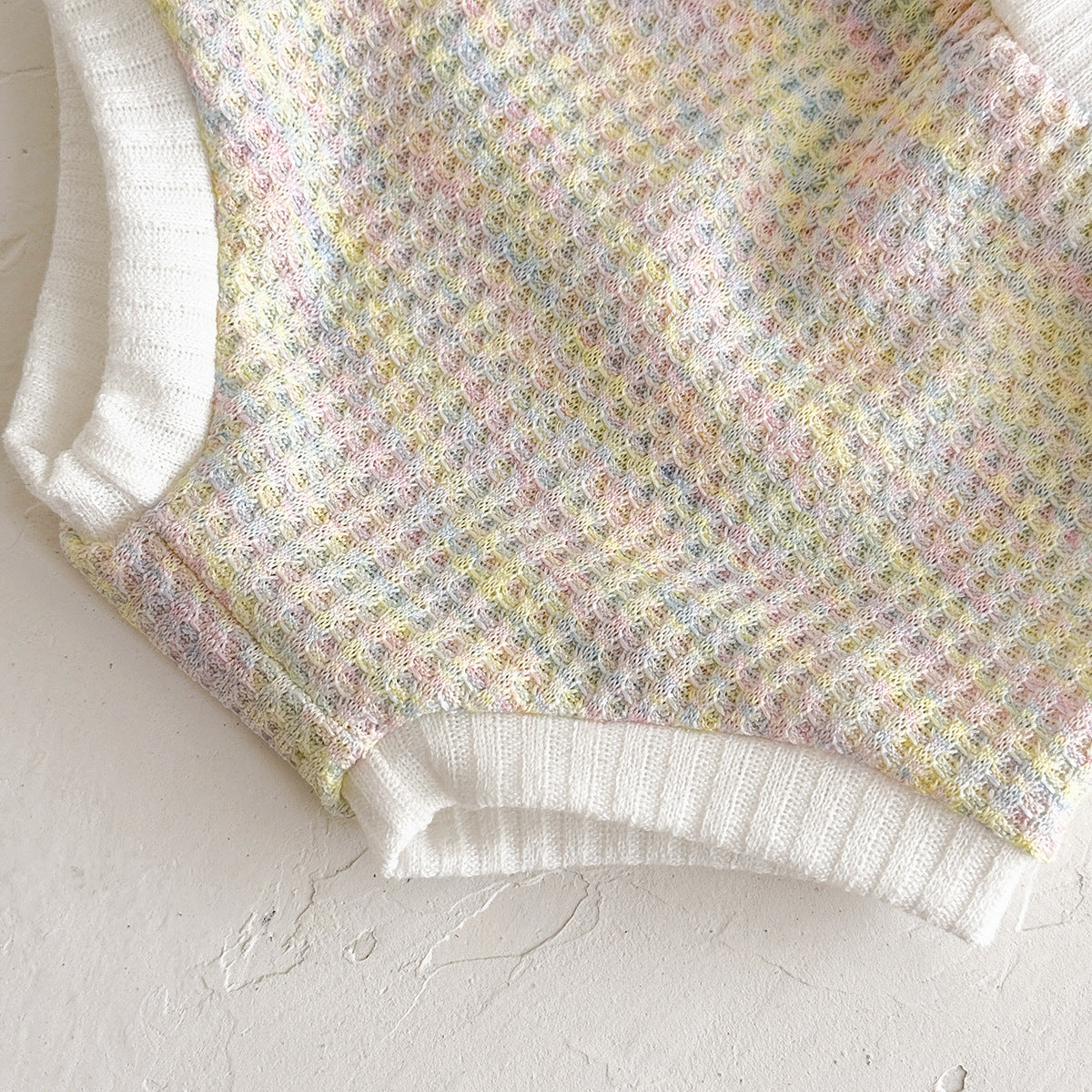 Coordinato estivo neonata in maglia waffle con fiocchi laterali
