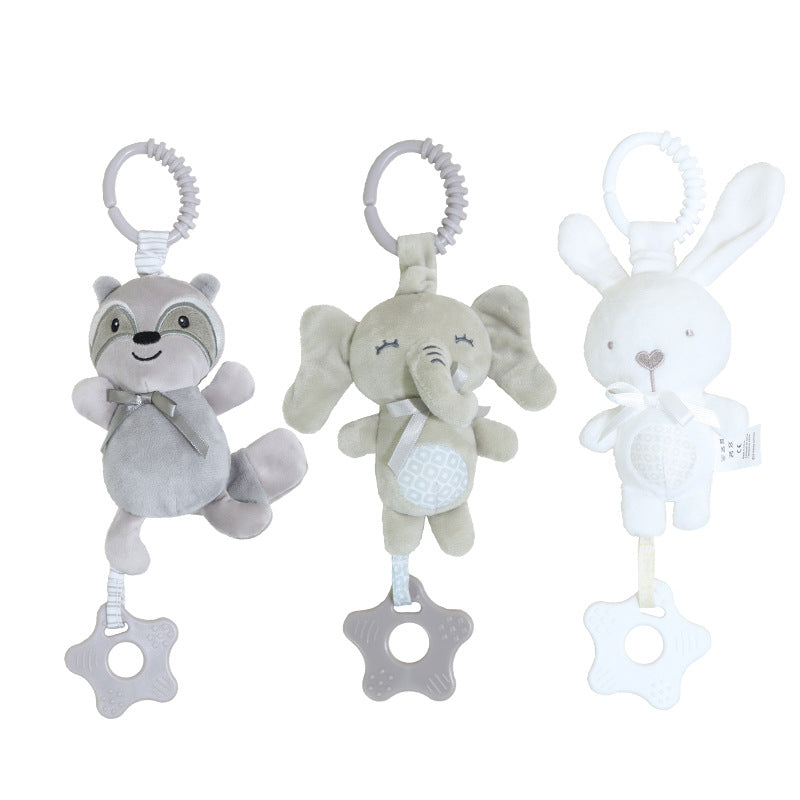 Giocattolo Sonaglio e Massaggiagengive 3 in 1 Animali Peluche con Clip