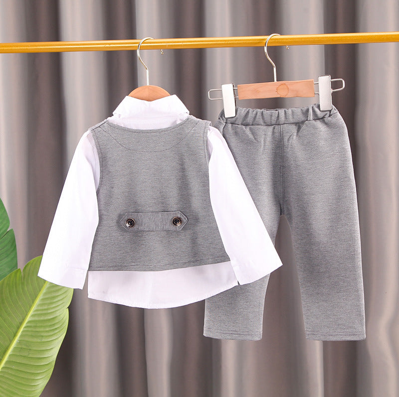 Completo Elegante Bambino Camicia, Gilet e Pantalone con Catena Decorativa