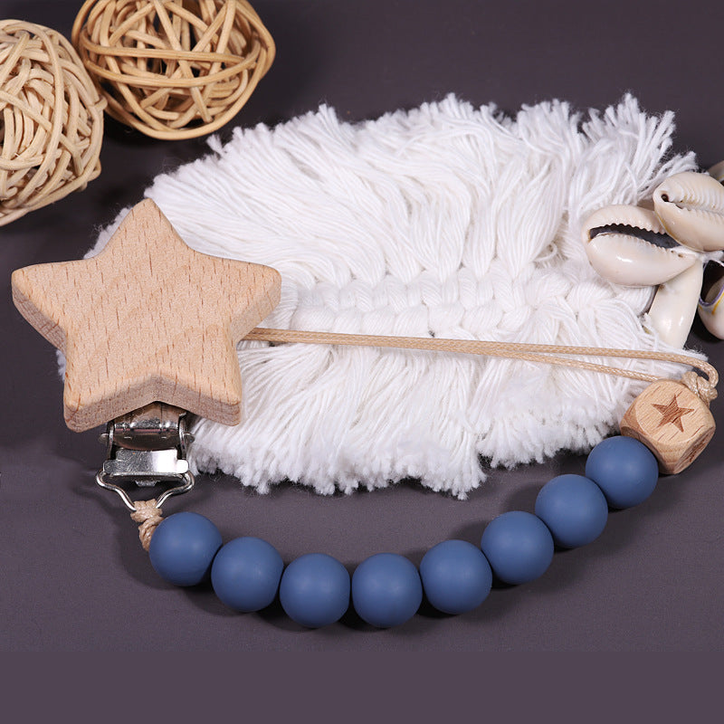 Catenina in Legno e Silicone con Clip a Stella
