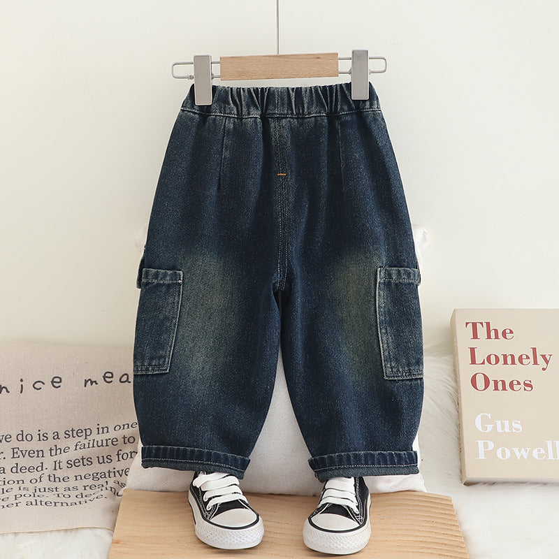 Pantaloni Cargo Bimbo in Denim Stile Casual