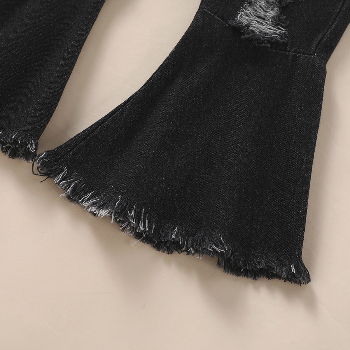 Completo bimba Blusa Bianca e Pantaloni a Zampa Neri