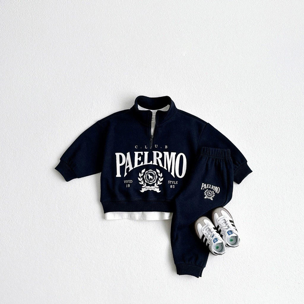 Completo Sportivo Bimbo "PAELRMO Club" – Felpa Zip e Pantaloni Jogger