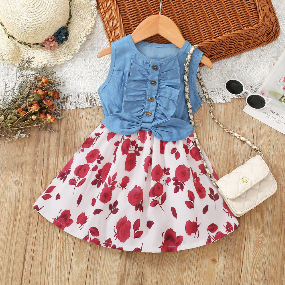 Vestito Bimba Denim & Rose – "Sweet Blossom"