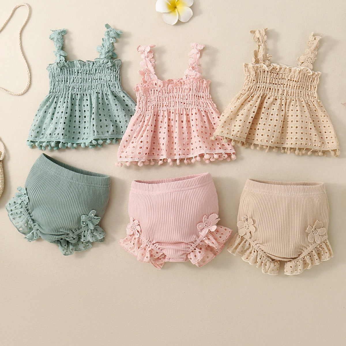 Completo Estivo Neonata - Top e Bloomers in Stile ๐ธ๐ถ