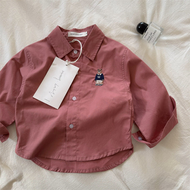 Camicia per Bambino con Ricamo Orsacchiotto