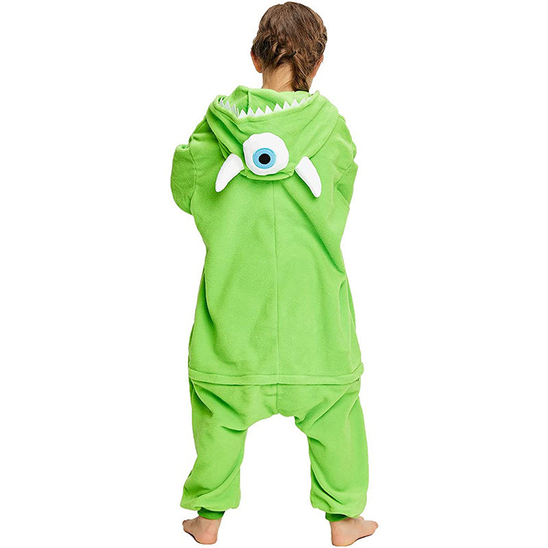 Costume Mike Bambino Mostro Verde con Cappuccio