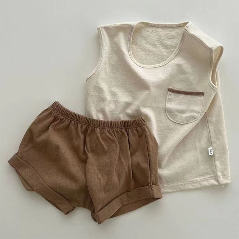 Completo Estivo Bambino in Cotone – Canotta con Taschino e Shorts