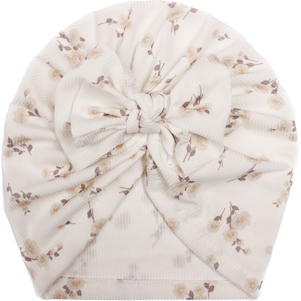 Turbante Neonata con Maxi Fiocco e Stampa Floreale
