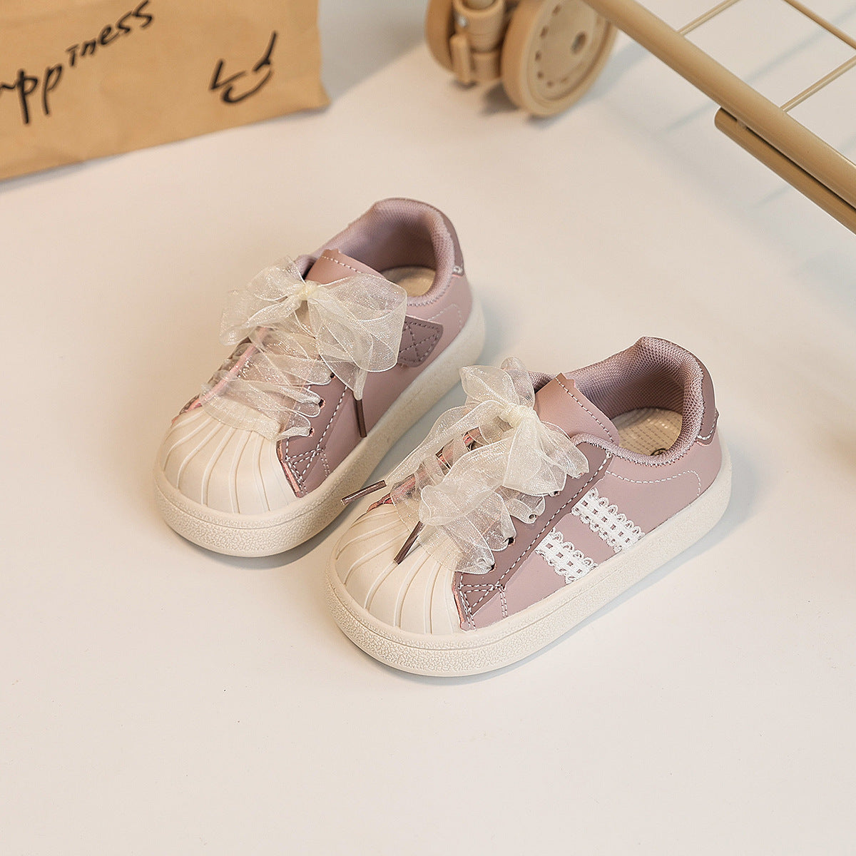 Sneakers Bambina con Punta Rinforzata e Lacci in Organza