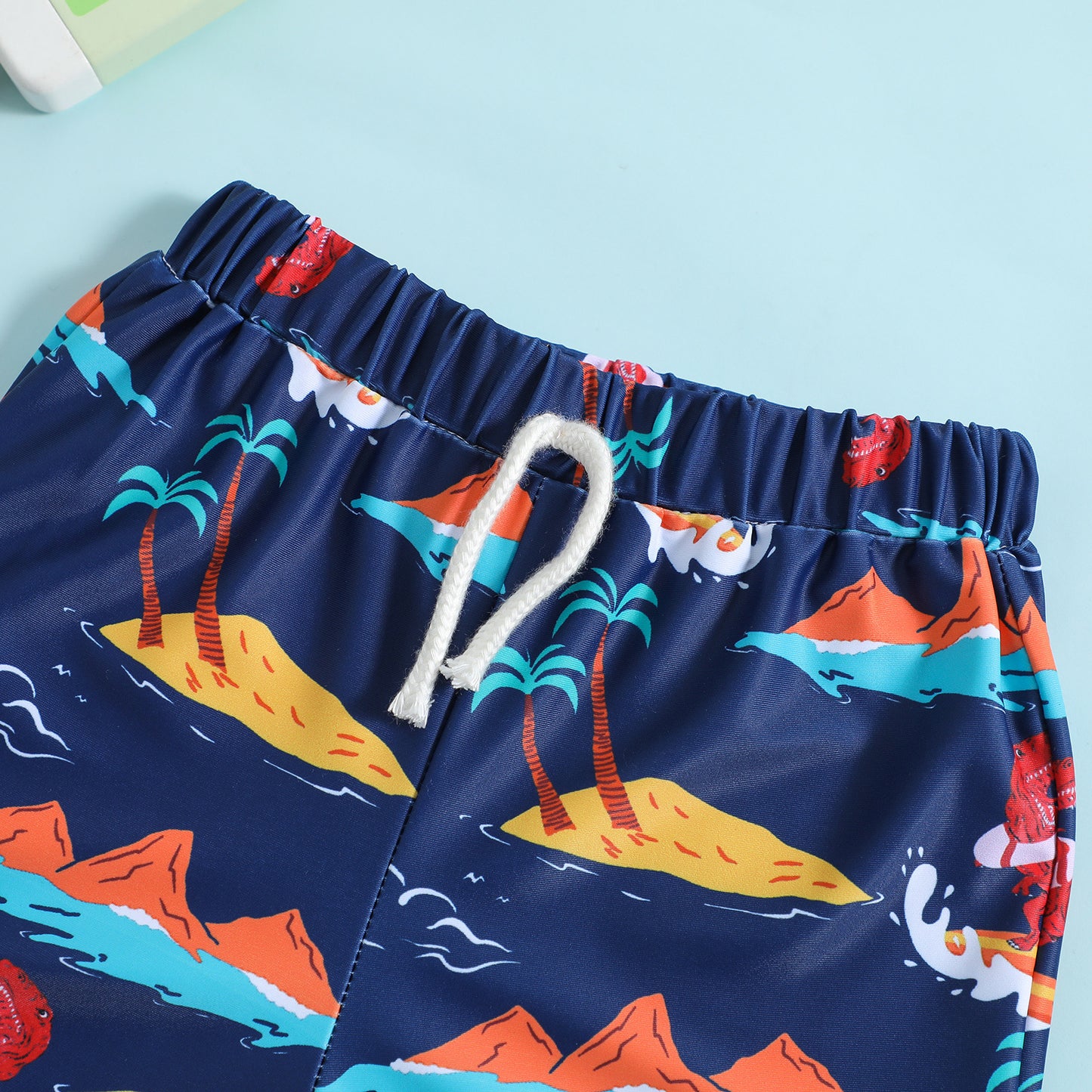 Boxer Mare Bimbo con Stampa Dinosauri Surfisti Blu Navy