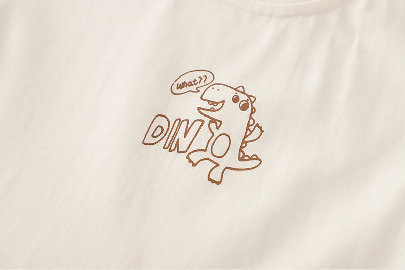Completo Estivo Bambino "Dino Manager" - Camicia con Cravatta, T-Shirt Stampata e Shorts