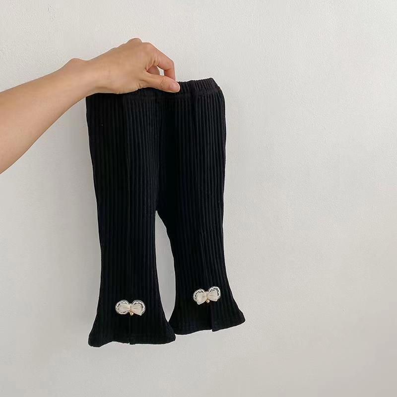 Leggings Bimba in Maglia Coste con Fiocchetto – Modello "Soft Chic"