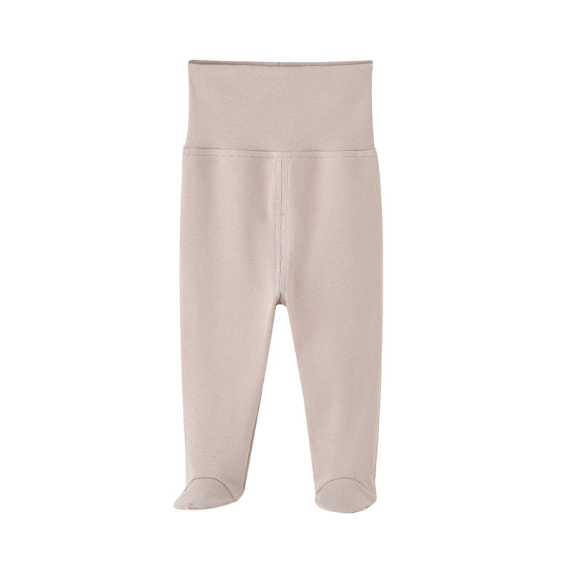 Pantaloni Neonato in Cotone con Piedini Vita Alta