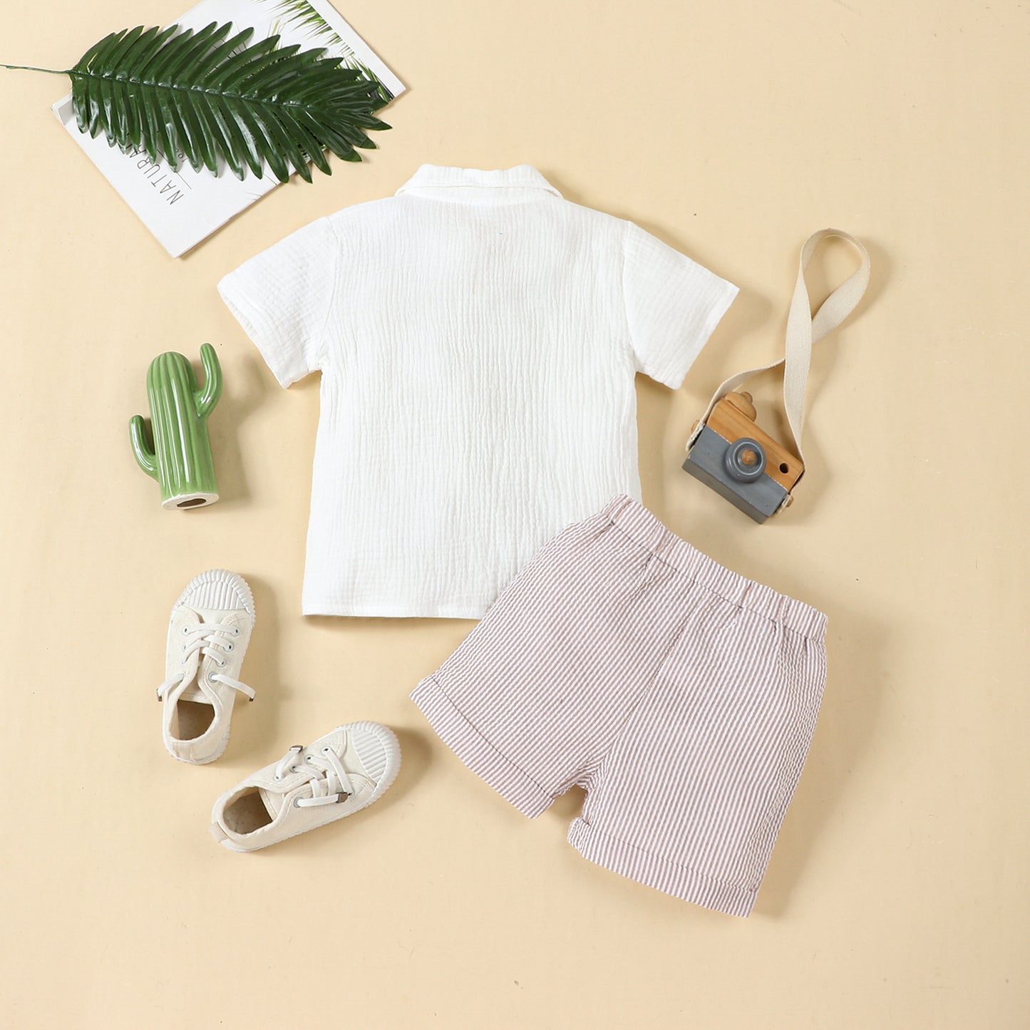 Completo Estivo Bambino Camicia Leggera e Shorts a Righe