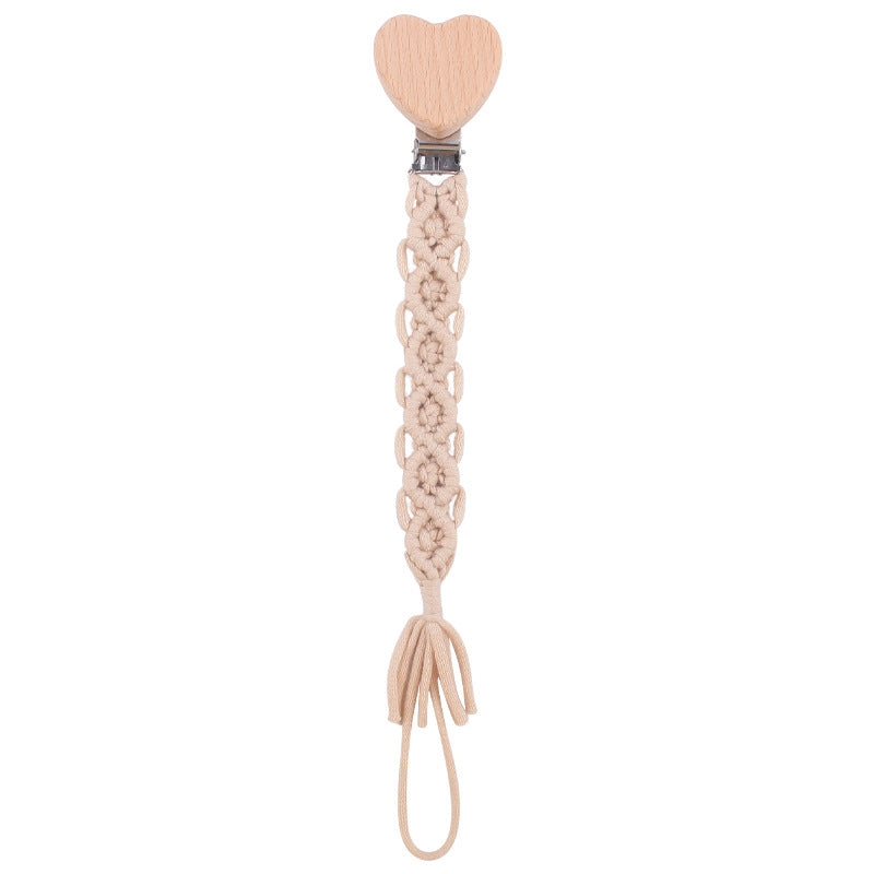 Catenina in Cotone Intrecciato Macramé con Clip in Legno a Cuore