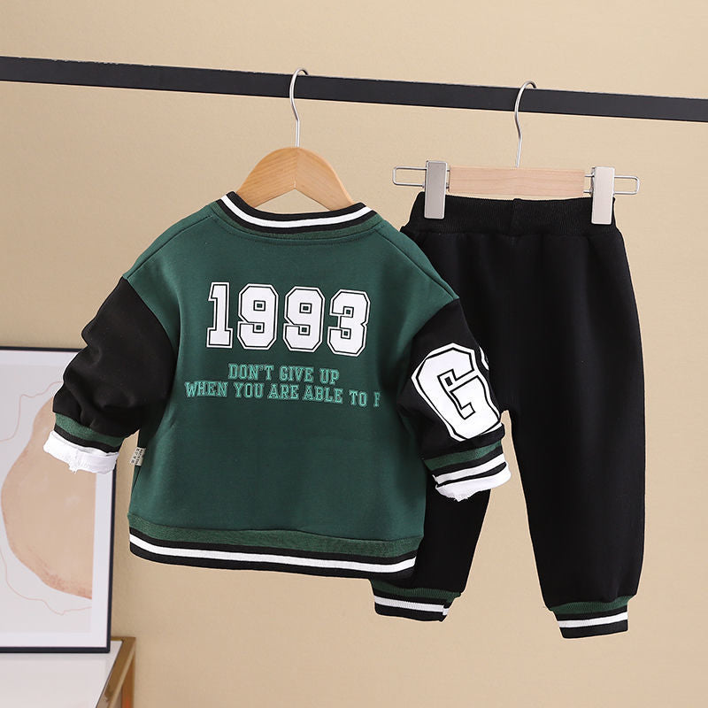 Bambino 3 Pezzi Giacca College, T-Shirt e Pantaloni Sportivi | Stile Casual