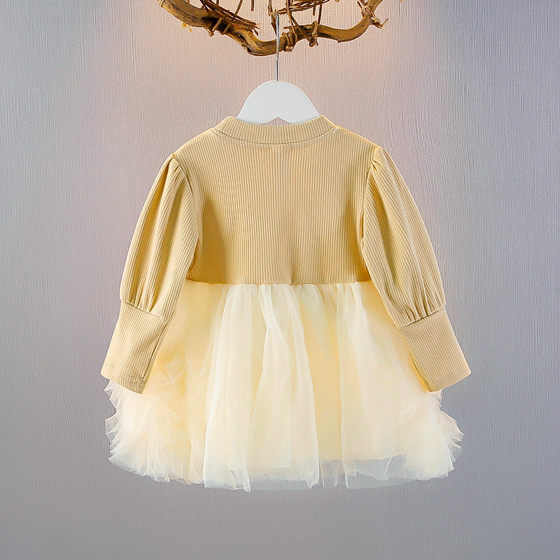 Abito Elegante Bambina con Tulle e Dettagli in Velluto