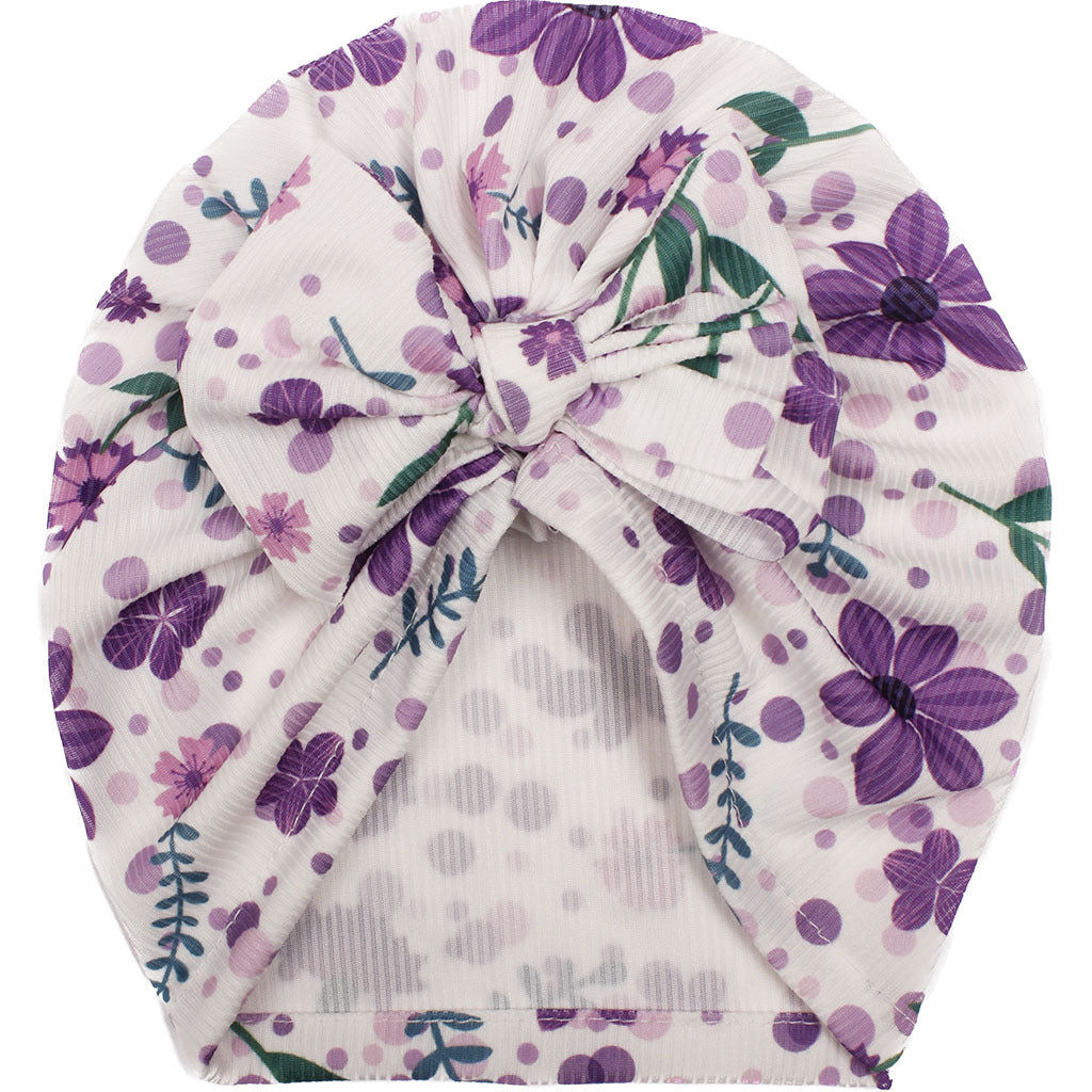 Turbante Neonata con Maxi Fiocco e Stampa Floreale