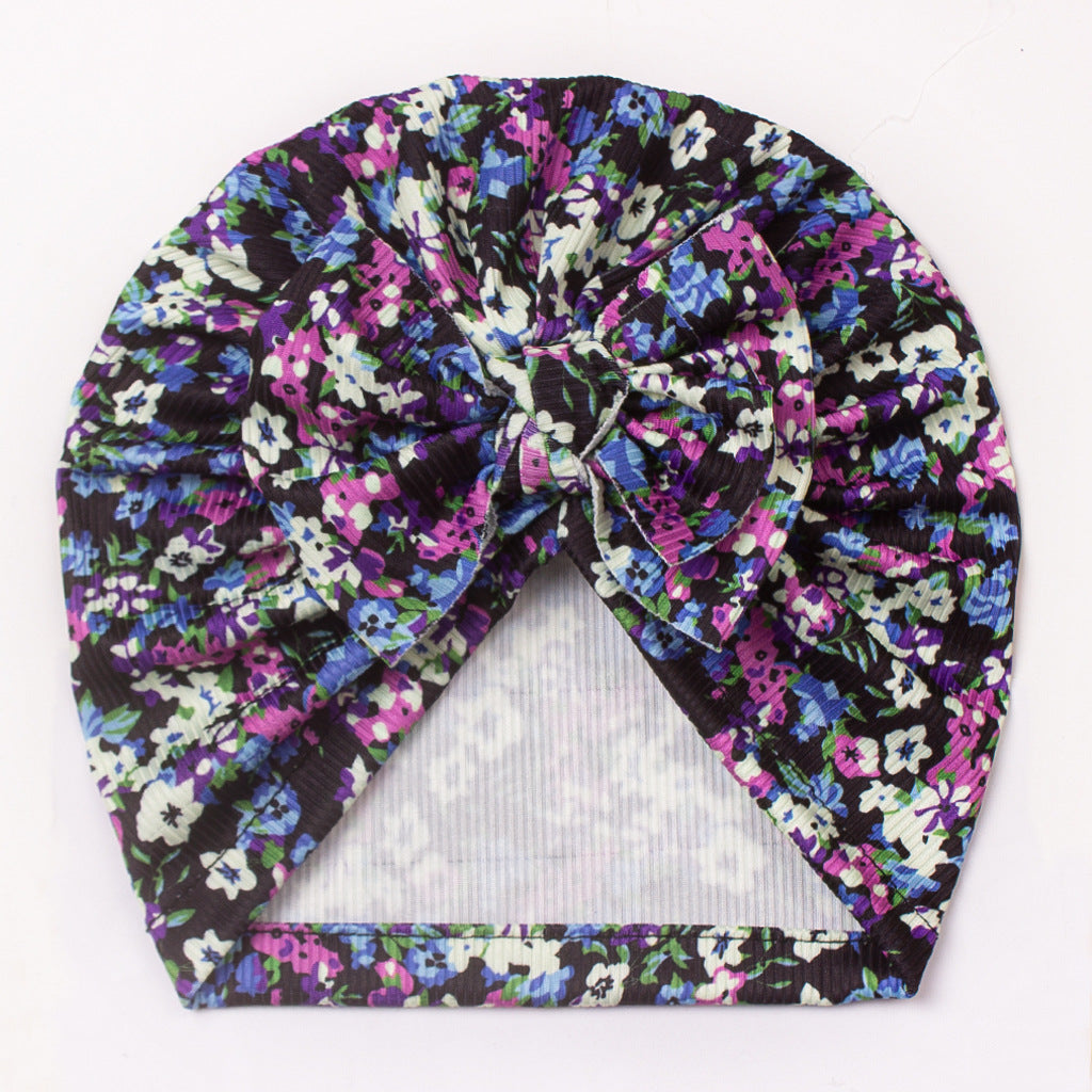 Turbante Neonata con Fiocco Floreale