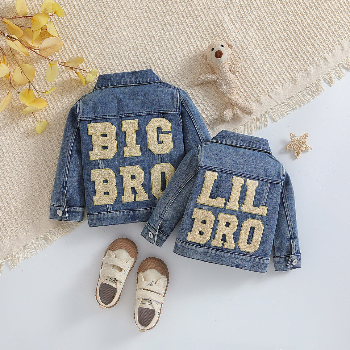 Giacca di Jeans Bambino con Ricamo Applicato