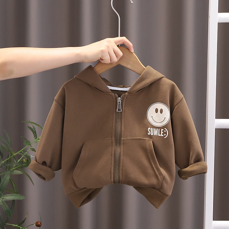 Felpa Bimbo/Bimba con Cappuccio e Stampa Smiley – "Happy Mood"