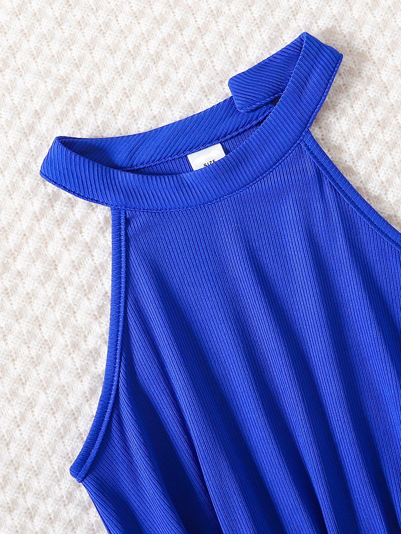 Completo Elegante Bambina Jumpsuit Blu Royal e Camicia Bianca
