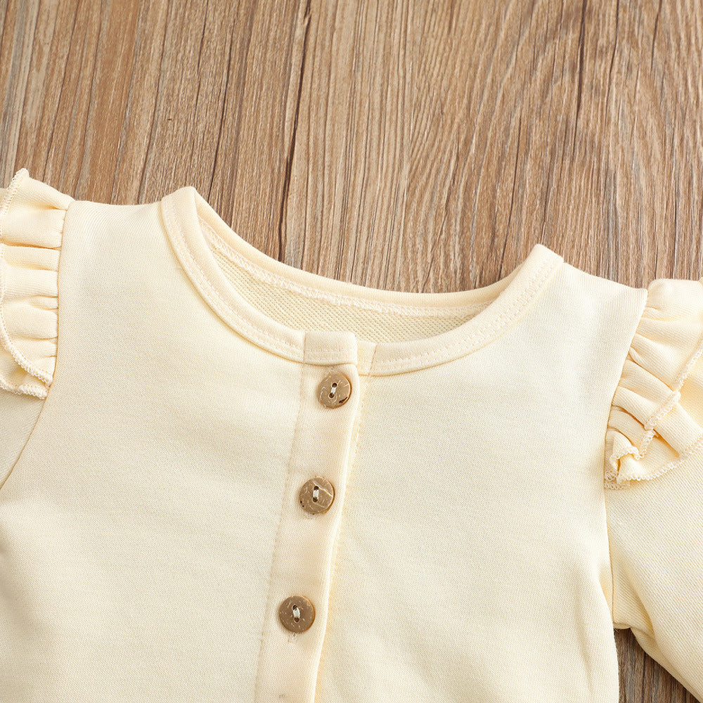 Completo Bimba in Cotone con Maglia Volant e Leggings Floreali