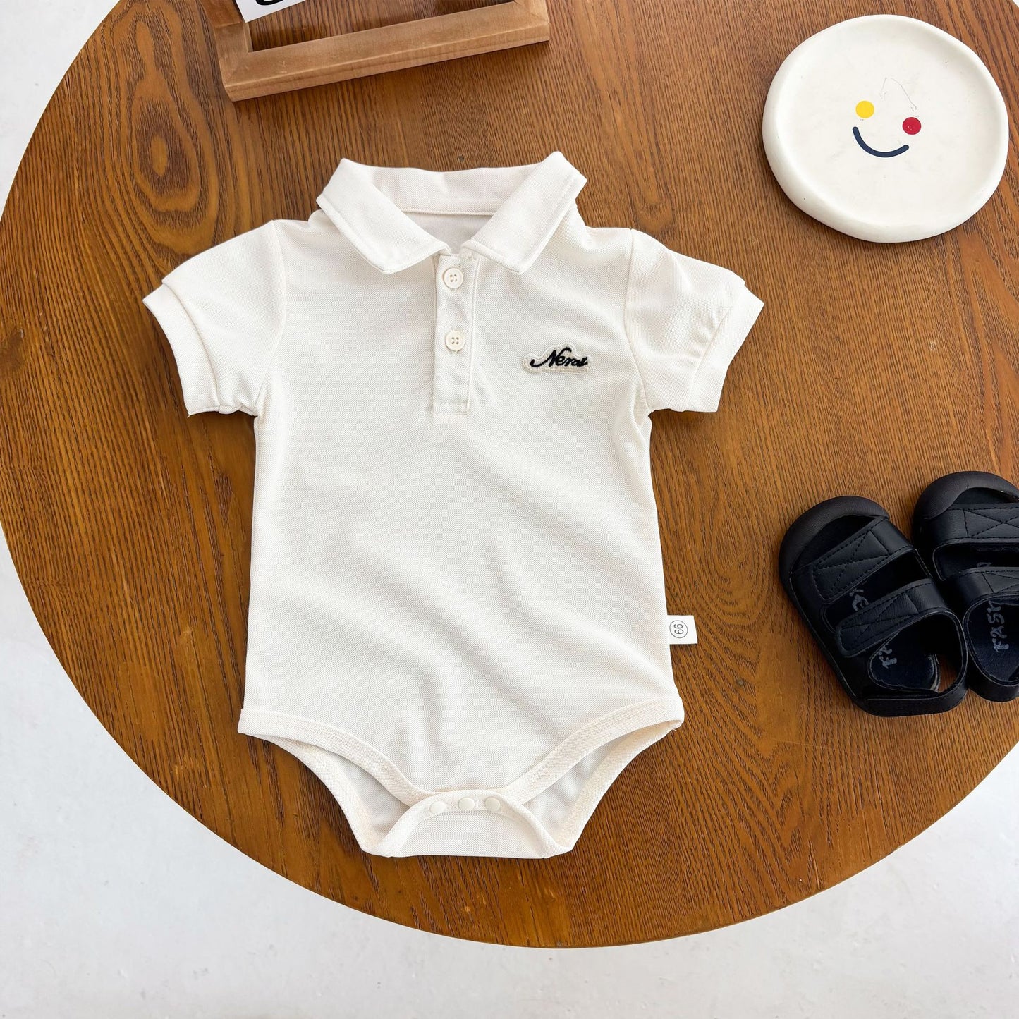 Body polo estivo unisex color panna con bottoncini