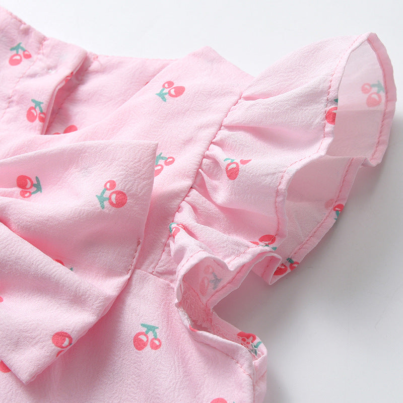 Completo estivo bambina con fantasia a ciliegie 100% cotone