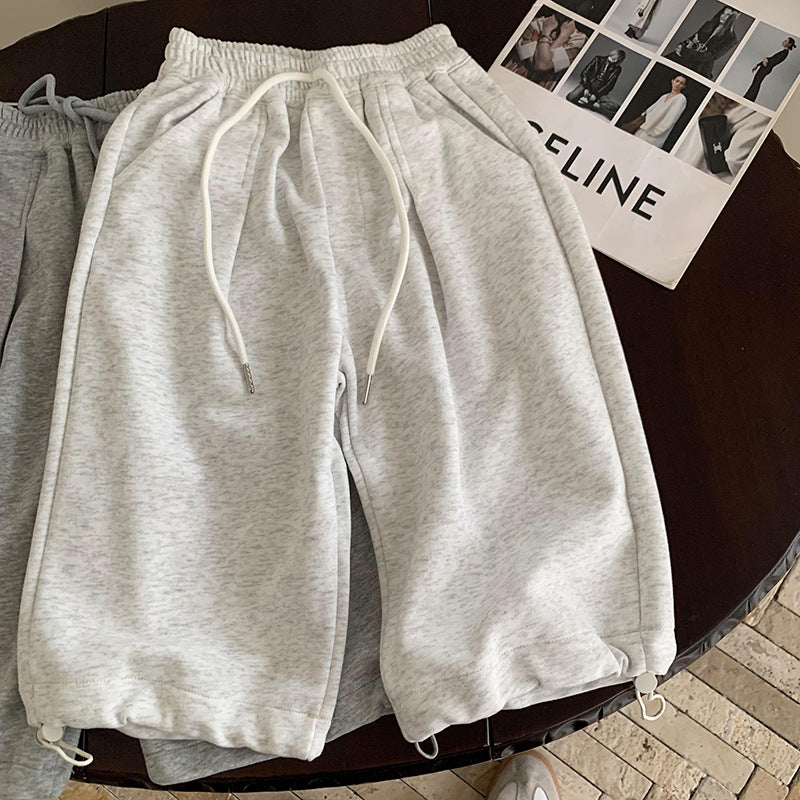 Pantaloni Bambino/a in Felpa Neri con Coulisse e Fondo Regolabile
