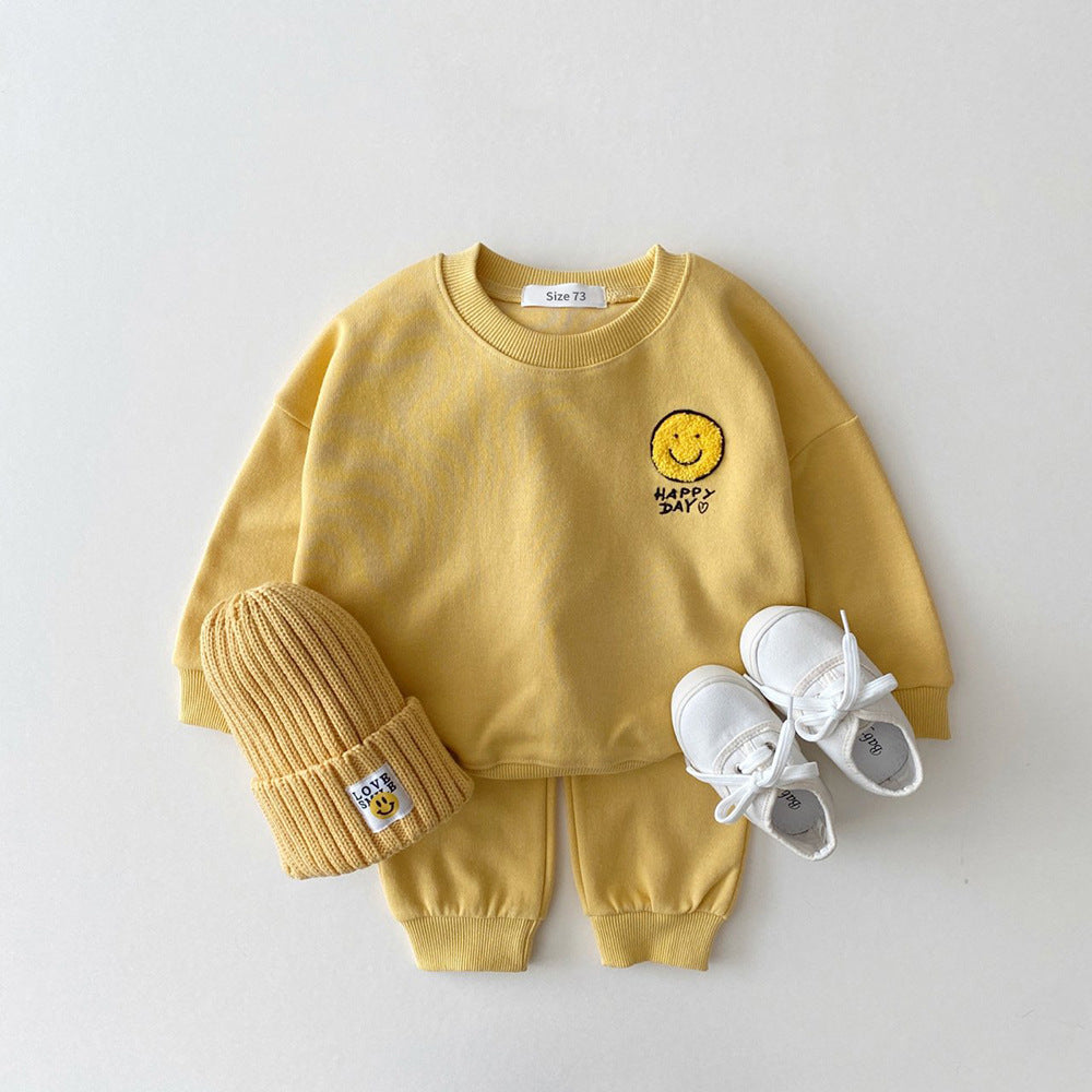 Tuta Felpata Bambino “Happy Day” 2 Pezzi: Felpa + Pantaloni