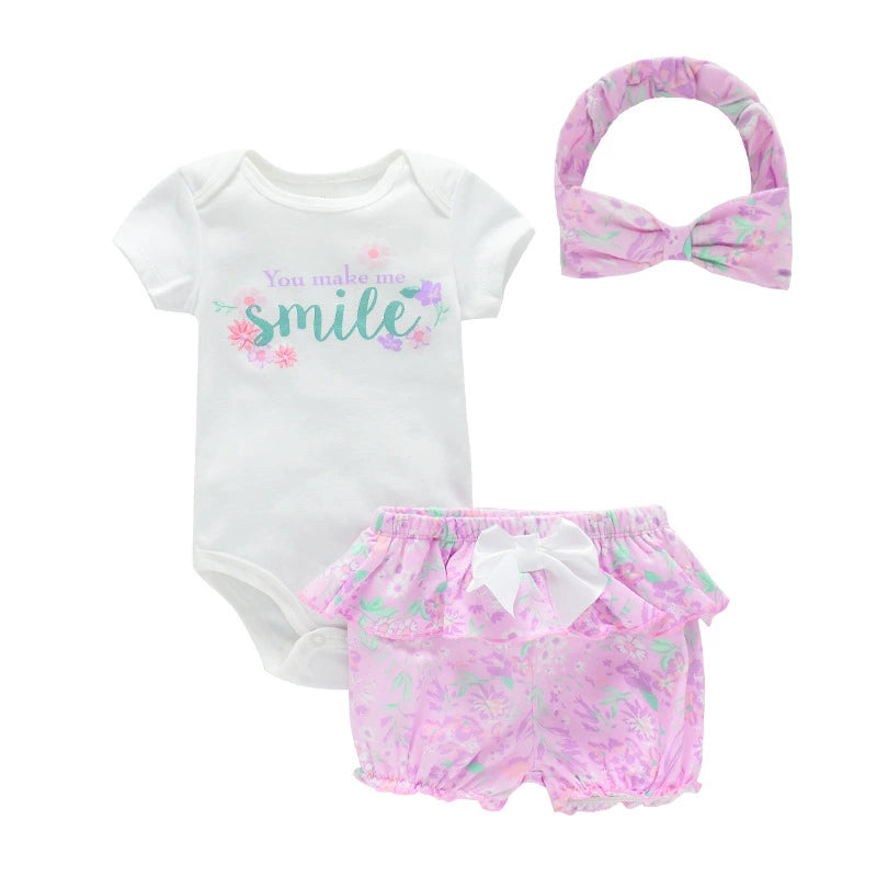 Completo Estivo Neonata Body, Bloomers e Fascia Coordinata