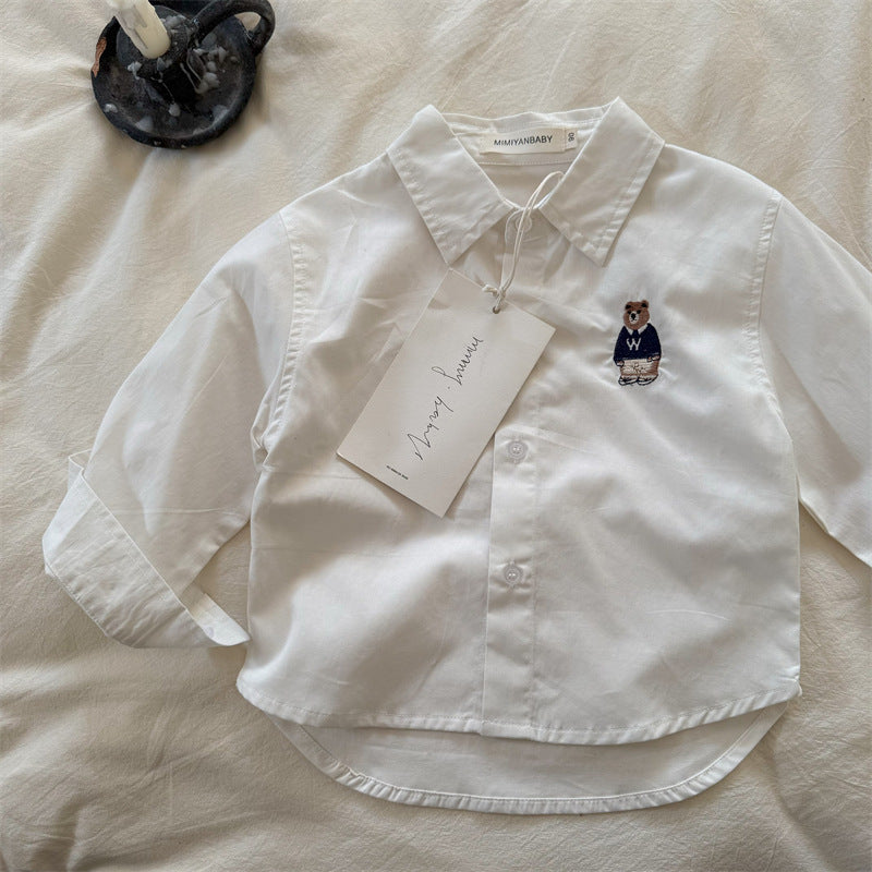 Camicia per Bambino con Ricamo Orsacchiotto
