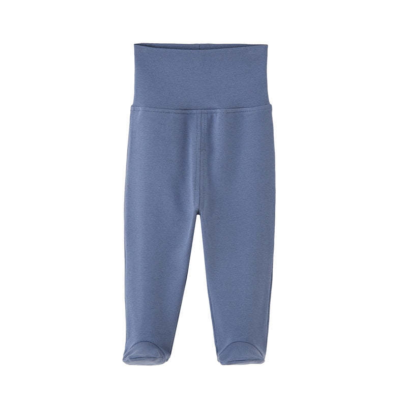 Pantaloni Neonato in Cotone con Piedini Vita Alta