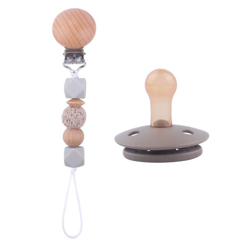 Set Ciuccio e catenina in Legno e Silicone