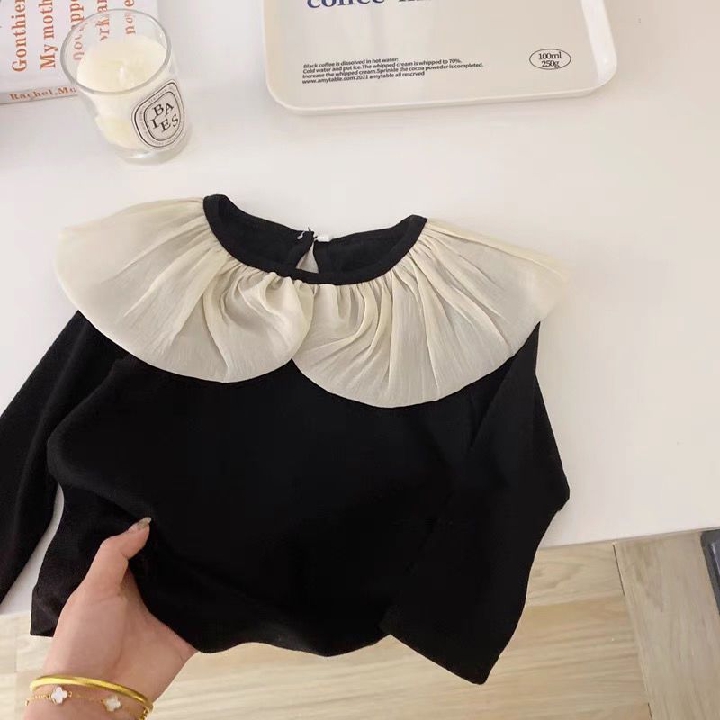 Blusa Bambina con Maxi Colletto Plissettato