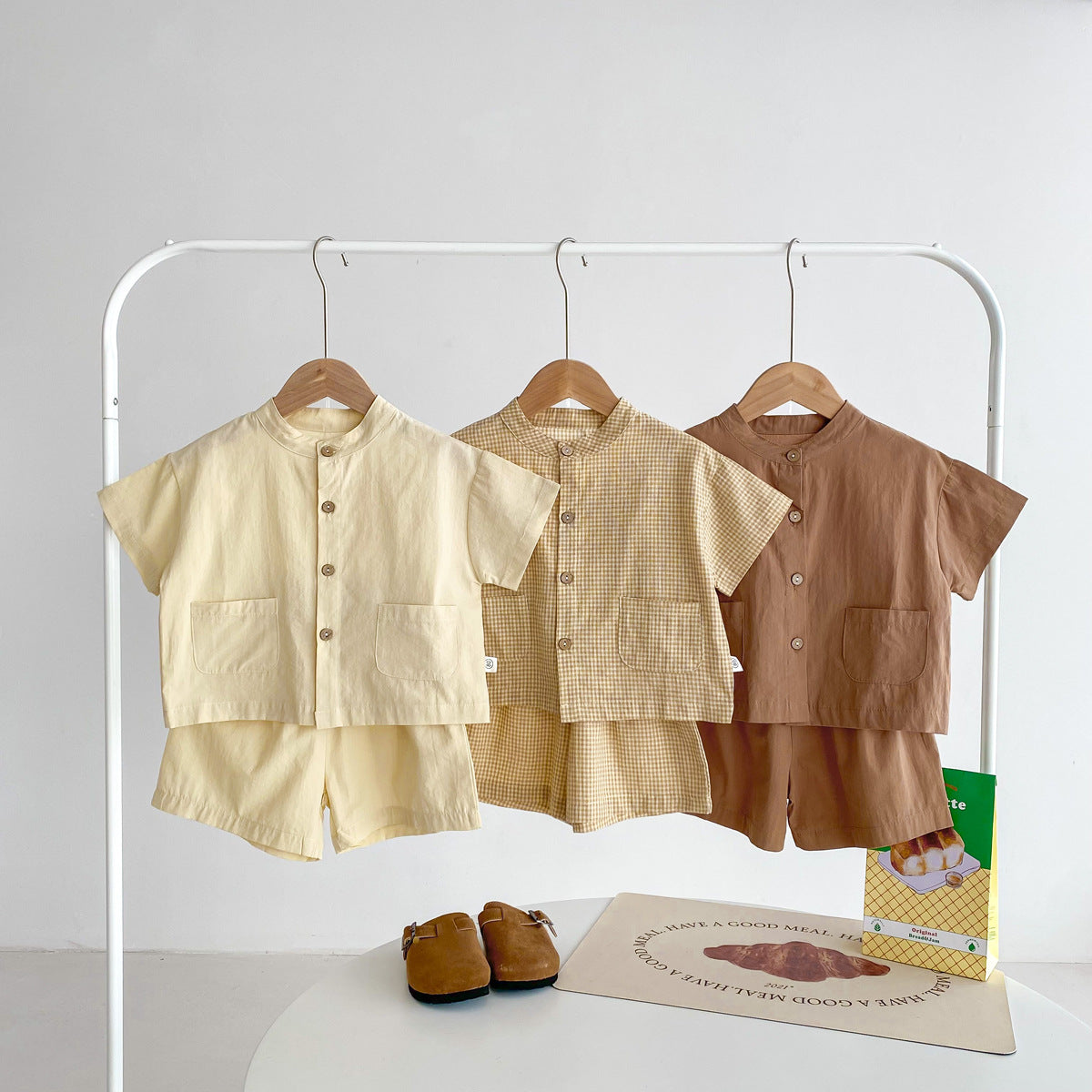 Completo estivo bimbo in cotone Camicia con pantaloncini coordinati